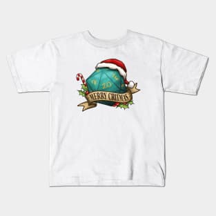 D20 Merry Critmas Dice Aqua Kids T-Shirt